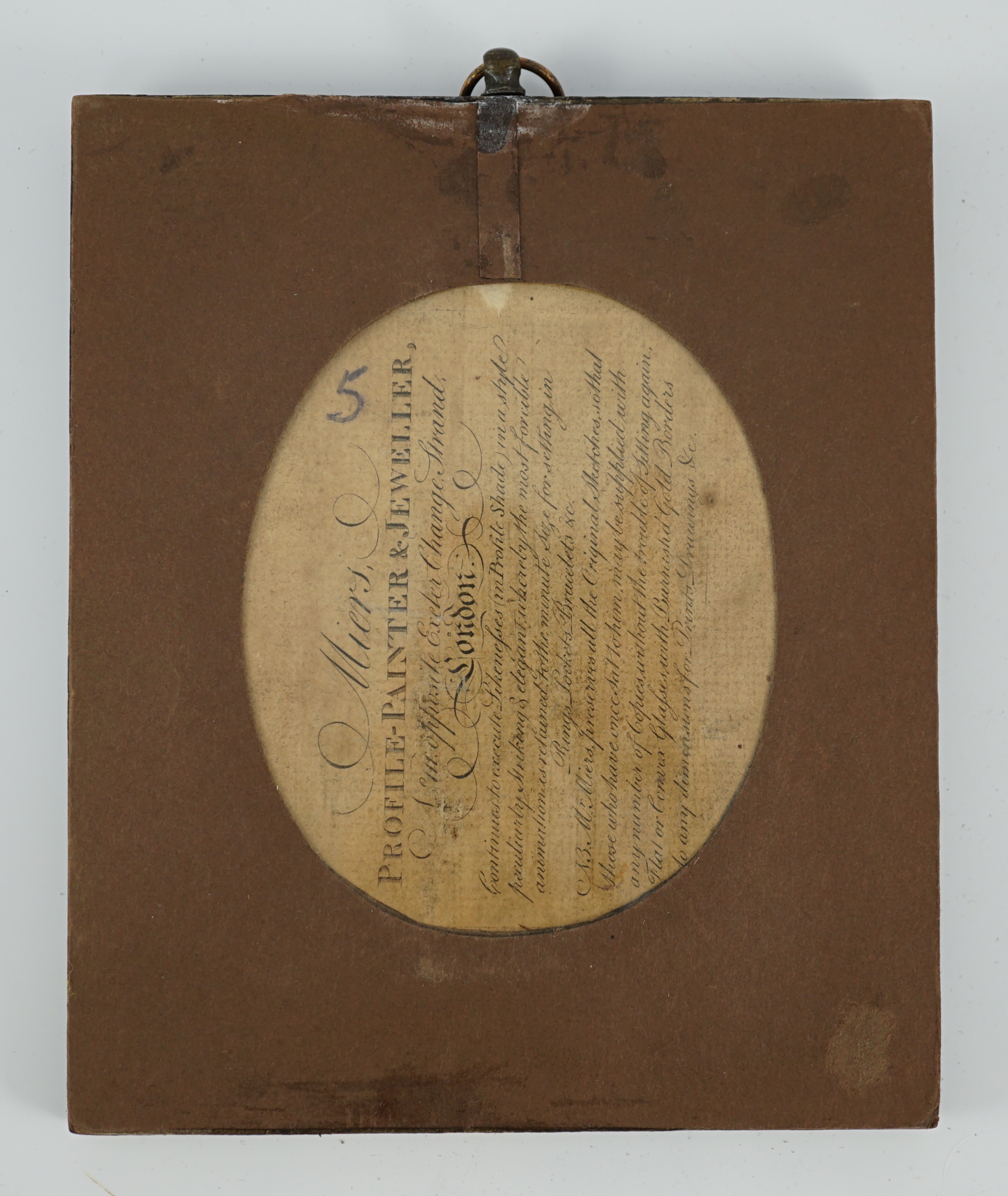 John Miers (1756-1821), Silhouette of a gentleman, painted plaster, 8.2 x 6cm.